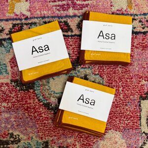 Asa Hemp Cocktail Napkin 4 Pack Dijon (3 packs, 12 total napkins)